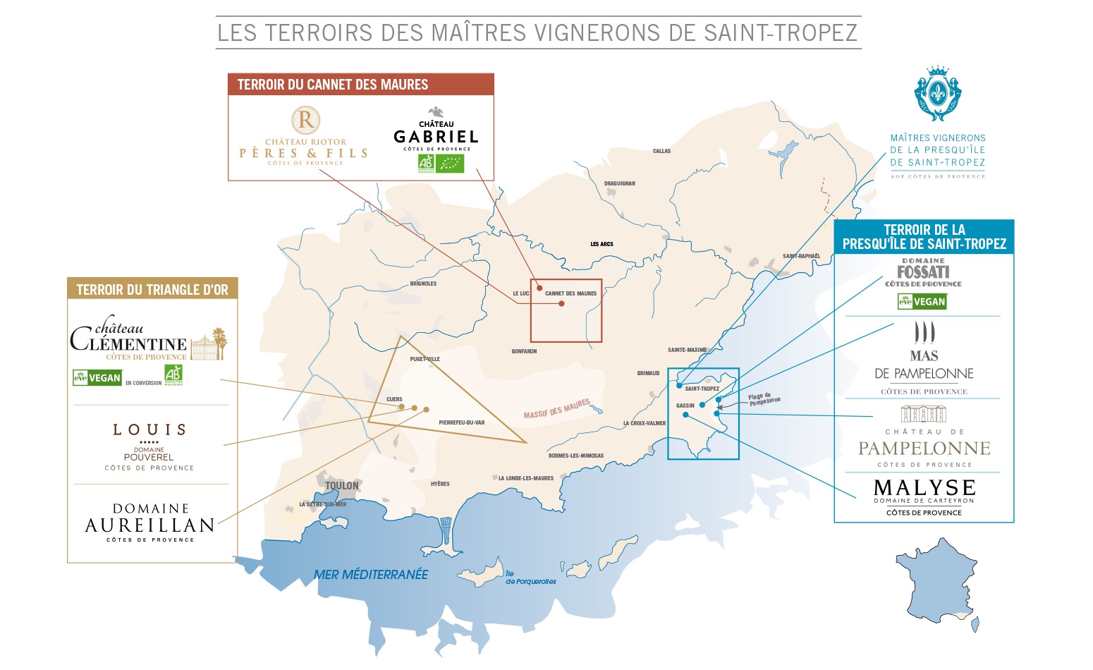 saint tropez wine map vin carte